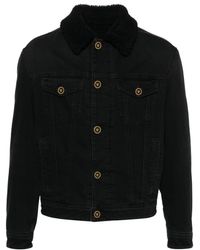 Versace - Shearling-collar Denim Jacket - Lyst