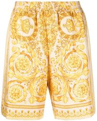 Versace - Barocco Print Silk Shorts - Lyst