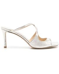Jimmy Choo - Anise 75Mm Metallic Leather Mules - Lyst