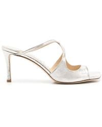 Jimmy Choo - Anise 75Mm Metallic Leather Mules - Lyst