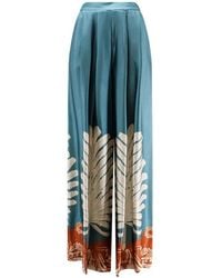 BYE Firenze - Pleated Palm-Print Palazzo Pants - Lyst