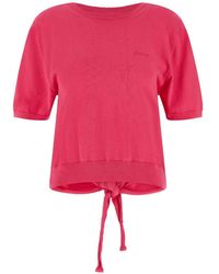 Ganni - Embroidered-Logo Back-Ribbon T-Shirt - Lyst
