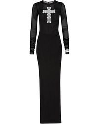 Dolce & Gabbana - Cross-embellished Tulle Long Dress - Lyst