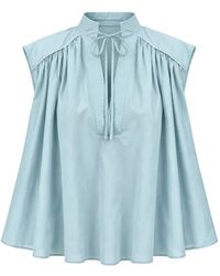 Semicouture - Rachel Gathered Tie-Neck Blouse - Lyst