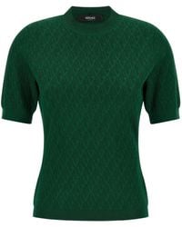 Versace - Trui Met Jacquard En Korte Mouwen - Lyst