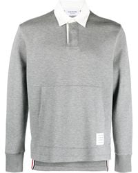 Thom Browne - Logo-Patch Rugby Polo Top - Lyst