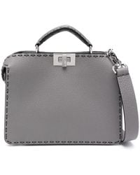 Fendi - Grained Leather Mini Peekaboo Top-Handle Bag - Lyst
