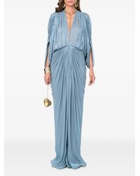 Ana Radu - Plissé-Effect Draped Maxi Dress - Lyst