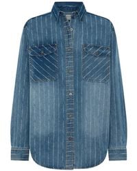 One Teaspoon - Distressed Striped Denim Shirt - Lyst