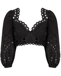 Charo Ruiz - Luna Gesmockte Blouse Met Borduurwerk - Lyst