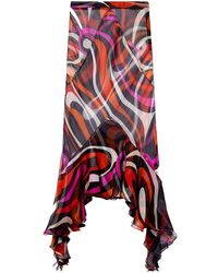 Emilio Pucci - Marmo-print Asymmetric Silk Skirt - Lyst