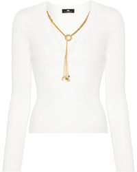 Elisabetta Franchi - Sweater With Necklace - Lyst
