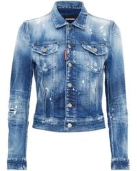 DSquared² - Distressed-Effect Denim Jacket - Lyst