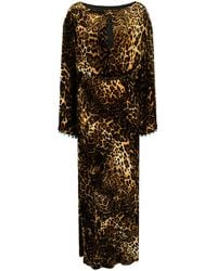 Roberto Cavalli - Leopard-Print Embellished Maxi Dress - Lyst