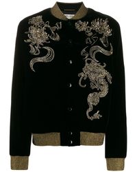 Saint Laurent Verfraaid Bomberjack - Zwart