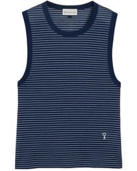 Ami Paris - Classic Fit Striped Tank Top With "Ami De Coeu - Lyst