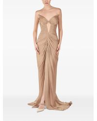 ANDREEA VENECIUC - Champagne Glow Ruched Strapless Gown - Lyst