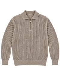 Paul & Shark - Ribbed-Knit Half-Zip Long-Sleeve Polo Shirt - Lyst