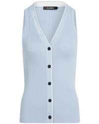 KARL LAGERFELD - Logo-Detail Sleeveless Cardigan - Lyst