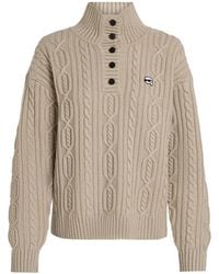 KARL LAGERFELD - Ikon Cable-Knit Polo Sweater - Lyst
