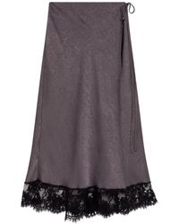 MSGM - Lace-Trim Wrap Midi Skirt - Lyst