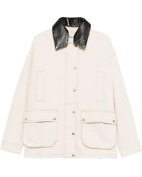 Halfboy - Leather-Collar Denim Jacket - Lyst