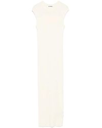 Jil Sander - Sm Natural Long Ribbed Dress - Lyst