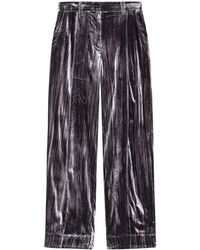 Ganni - Striped Velvet-finish Straight-leg Trousers - Lyst