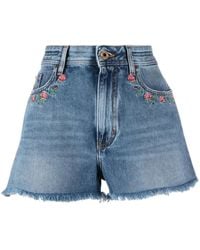 Jacob Cohen - Floral-Embroidered Denim Shorts - Lyst