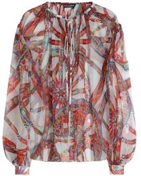 Dolce & Gabbana - Carretto-Print Chiffon Top - Lyst