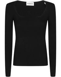 P.A.R.O.S.H. - Ribbed-Knit Scoop-Neck Long-Sleeve Wool T-Shirt - Lyst