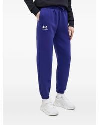 Under Armour - Essential Logo-Detail Cotton Fleece Track Pants - Lyst