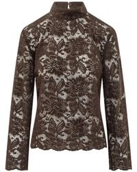 LE SULLY STUDIO - Floral-Lace High-Neck Blouse - Lyst