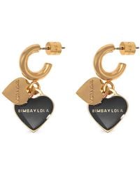 Bimba Y Lola - Hoop Earrings With Double Heart Logo - Lyst