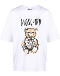 Moschino - Katoenen T-shirt Met Teddybeerprint - Lyst