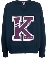 KENZO - Logo-Appliqué Crew-Neck Sweatshirt - Lyst