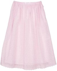 Cecilie Bahnsen - Embroidered Midi-Length Skirt With Drawstring Waist - Lyst