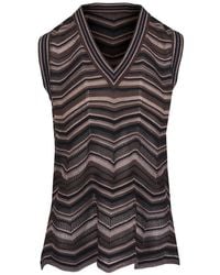 D.exterior - Chevron-Knit V-Neck Top - Lyst