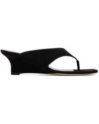 Stuart Weitzman - Suede Wedge Flip-Flops - Lyst