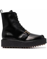 Tod's - T-Buckle Detail Lace-Up Ankle Boots - Lyst