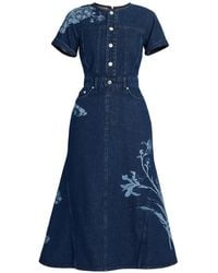 Erdem - Floral-Print Short-Sleeve Midi Dress - Lyst