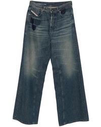 DIESEL - Faded Wide-Leg Jeans - Lyst