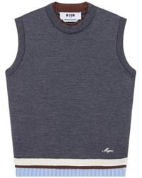 MSGM - Logo-Embroidered Tank Top - Lyst