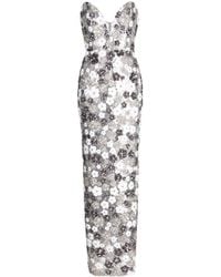 Marchesa - Sequined Sweetheart-neck Maxi Dress - Lyst