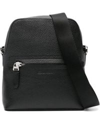 Santoni - Logo-debossed Leather Messenger Bag - Lyst
