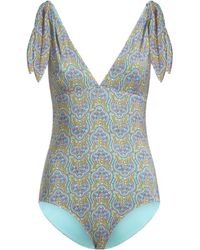 Etro - Printed Tie-Shoulder Swimsuit - Lyst