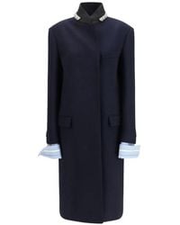 Prada - Single-Breasted Embroidered Double Wool Coat - Lyst