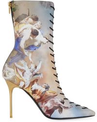 Balmain - Graphic-print Lace-up Ankle Boots - Lyst