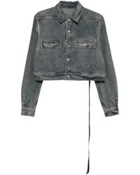 Rick Owens - Cropped Cut-Out Denim Jacket - Lyst