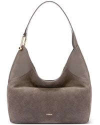 Furla - Lara Suede-Panel Shoulder Bag - Lyst